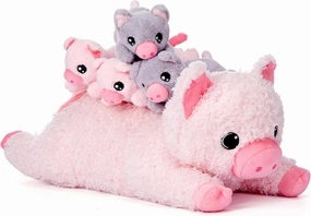 EARTHSOUND Pig Mommy Stuffed Animal Mom and Baby Plush Toy, Cute 16" Soft Fluffly Mama Family Set Huggable Cuddly Toy with Mini Little Babies,Gifts for Kids