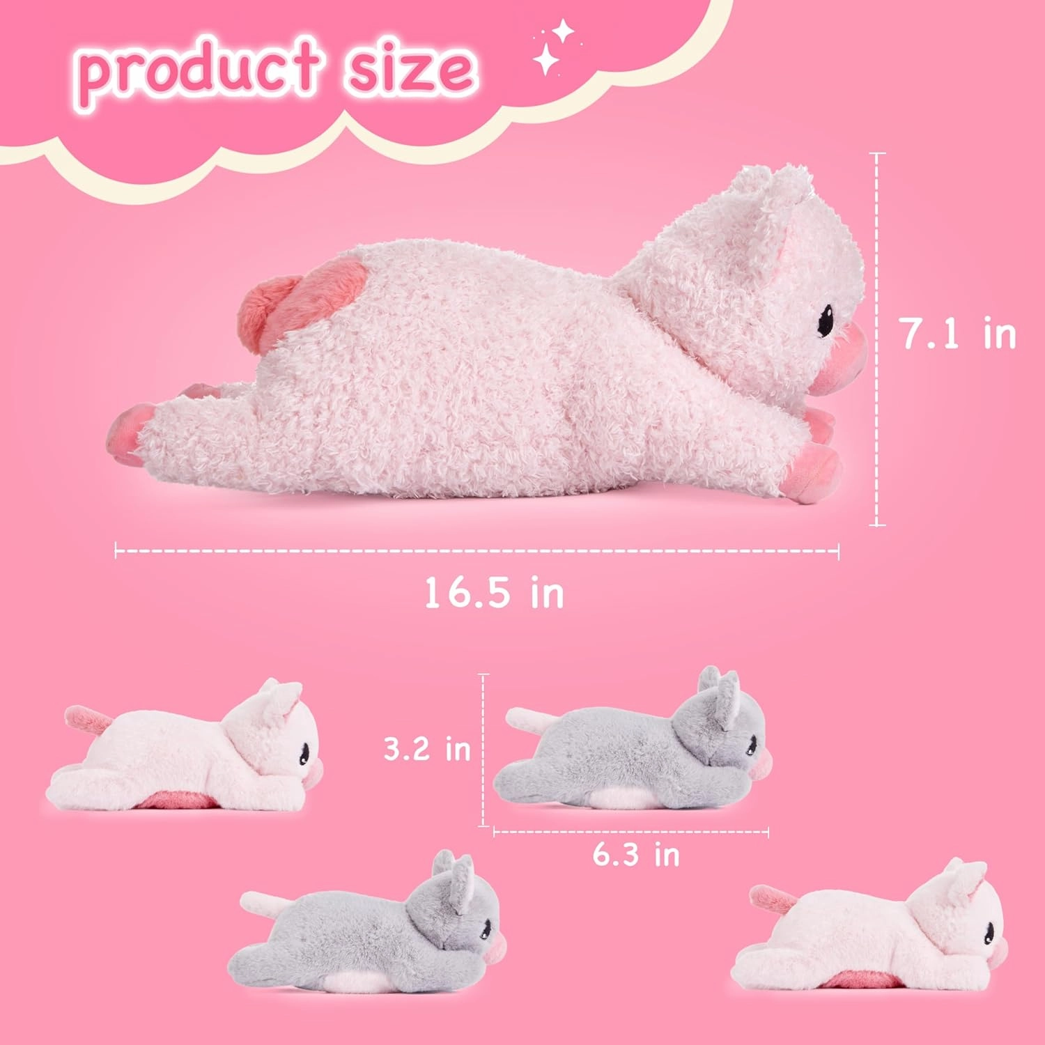 EARTHSOUND Pig Mommy Stuffed Animal Mom and Baby Plush Toy, Cute 16" Soft Fluffly Mama Family Set Huggable Cuddly Toy with Mini Little Babies,Gifts for Kids