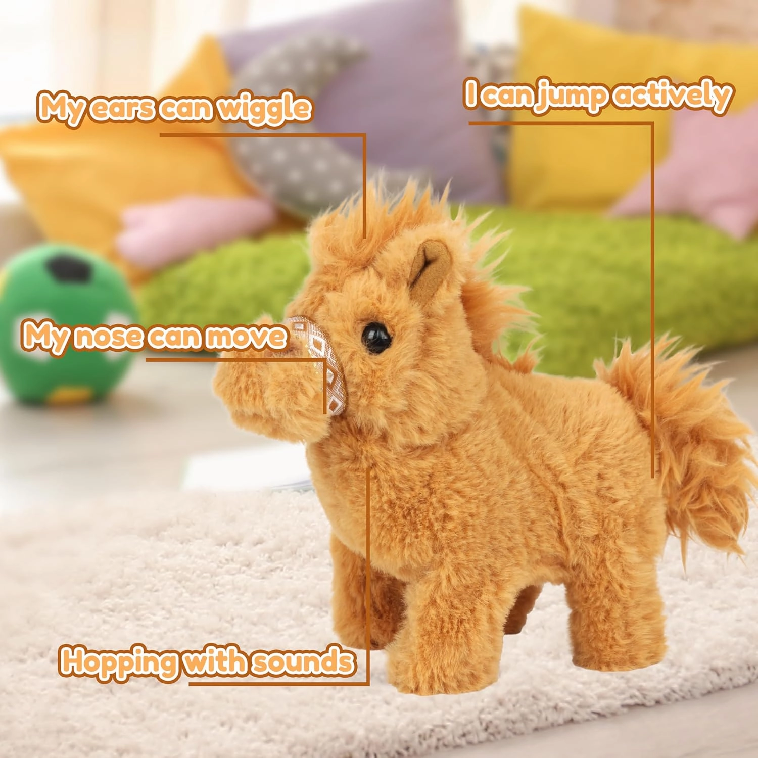 Easfan Walking Pony Toy Plush Interactive Pony with Sound Tail Wagging Stuffed Animal Christmas Birthday Gifts for Kids Toddlers