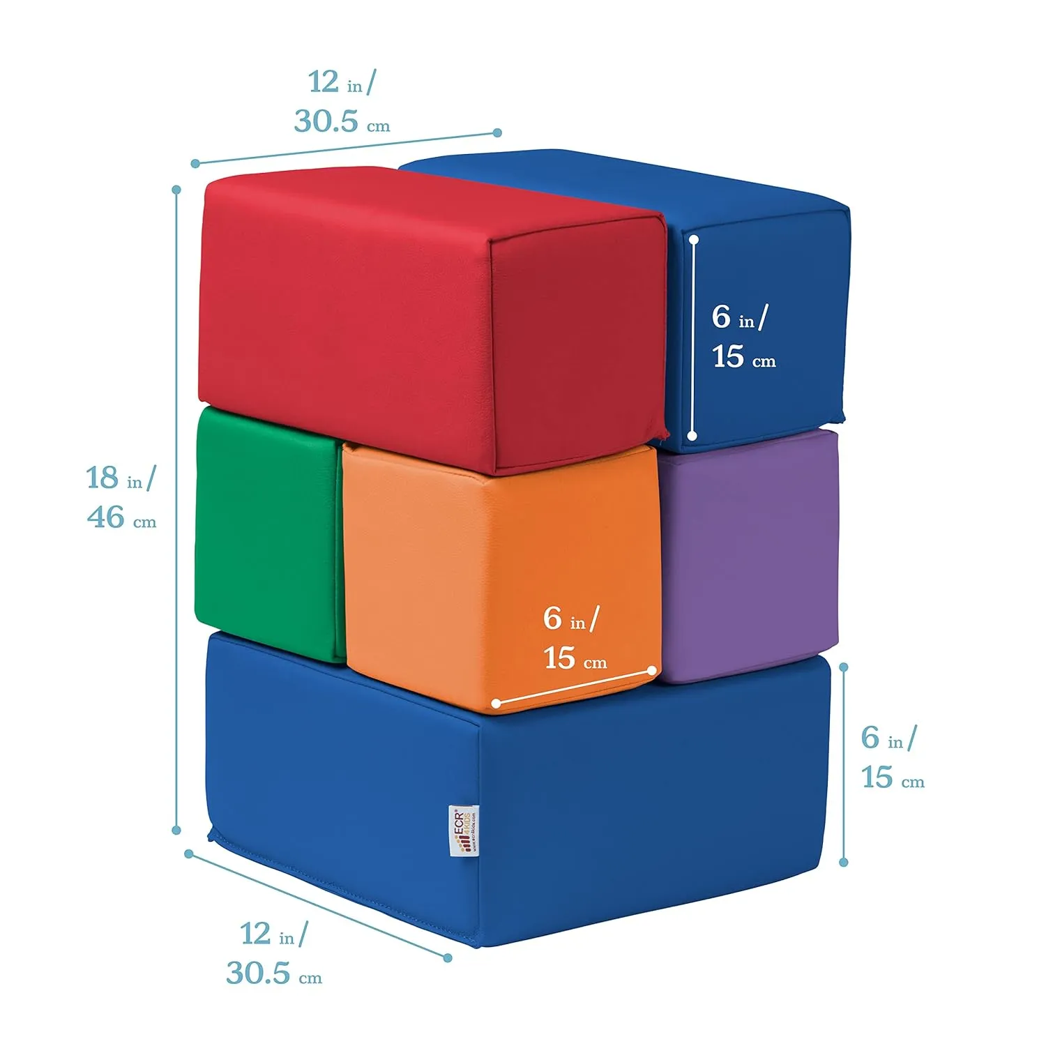 ECR4Kids SoftZone Toddler Foam Building Blocks, Foam Playset, Assorted, 7-Piece