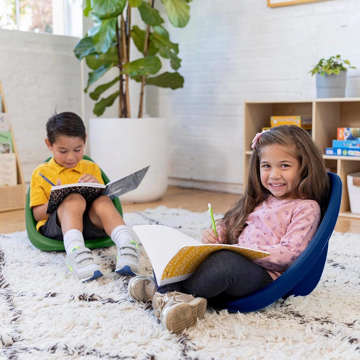 ECR4Kids Leaf Floor Seat, Rocker Chair, Earthtone, 6-Piece