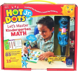 Educational Insights Hot Dots Jr. Let’s Master Kindergarten Math Set, Homeschool & School Math Workbooks, 2 Books & Interactive Pen, 100 Math Lessons, Ages 5 