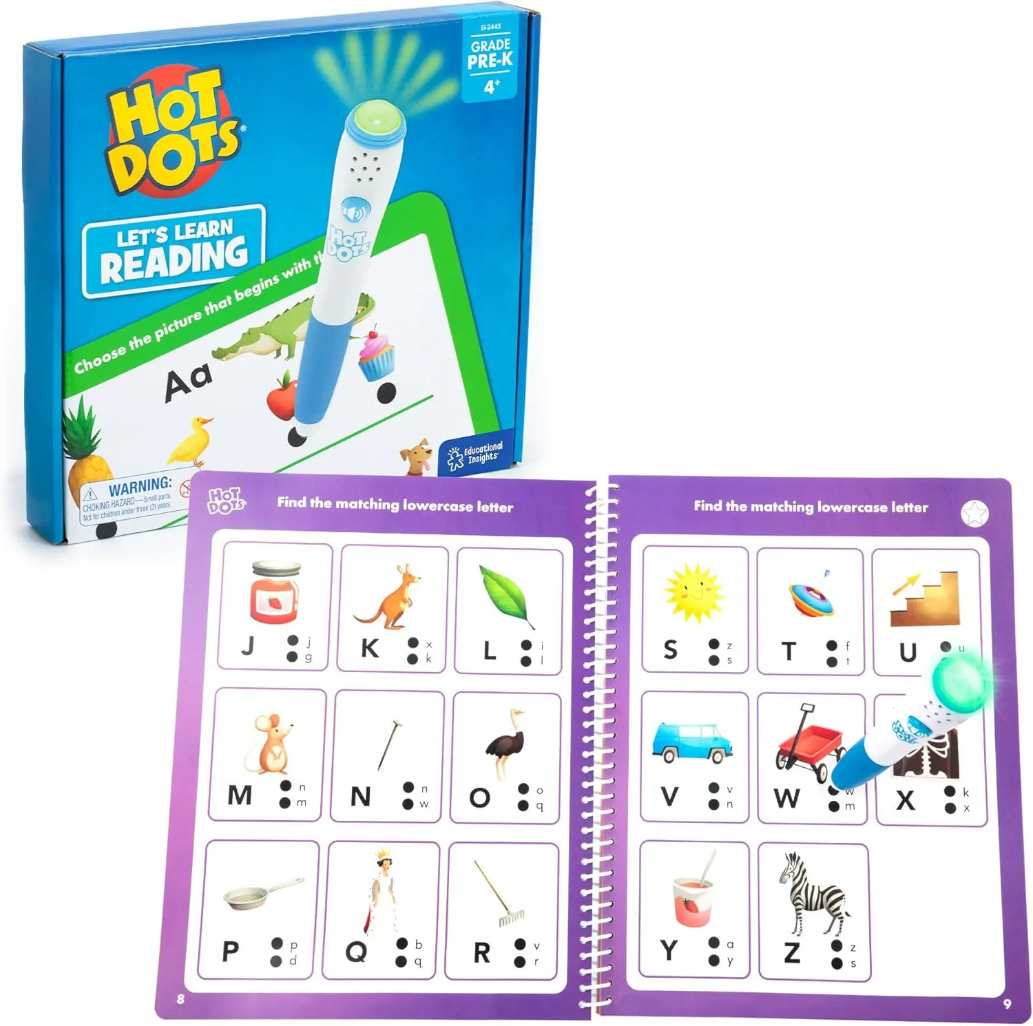 Educational Insights Hot Dots Let's Learn Pre-K Reading - Learn to Read Preschool Workbook with Interactive Pen, Kids Travel Activity, Ages 3 