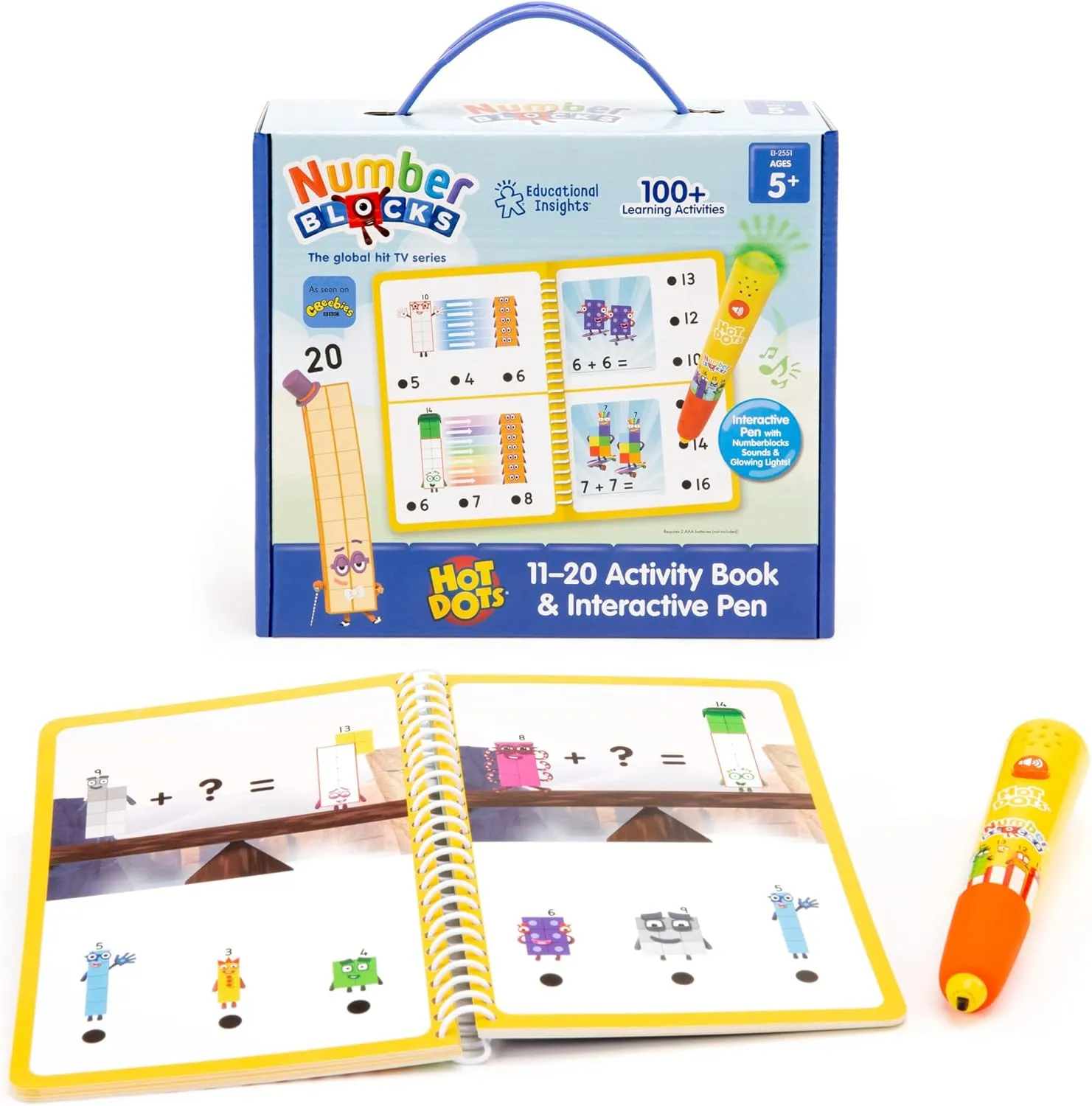 Educational Insights Hot Dots Numberblocks Workbook Numbers 11-20 with Interactive Pen - Learning Activities for Kids Ages 5 , Kindergarten Must Haves