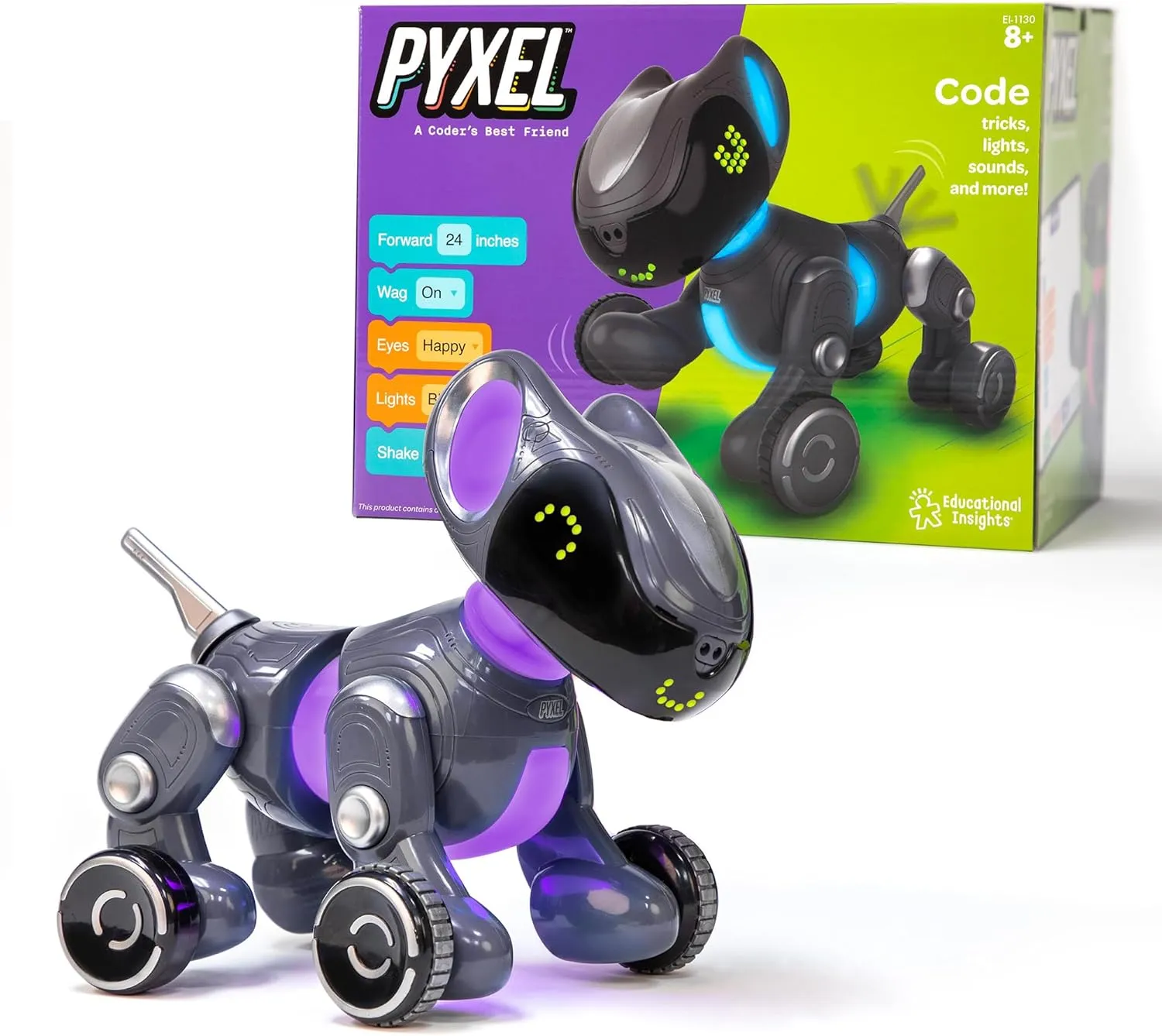 Educational Insights PYXEL A Coder’s Best Friend - Coding Robots for Kids with Blockly & Python Coding Languages, Easter Basket Stuffers for Kids, Coding for Kids Ages 8 , STEM Toys