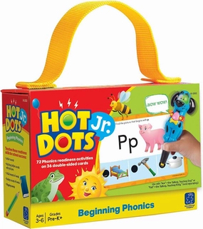 Educational Insights Hot Dots Jr. Beginning Phonics Set - Preschool and Kindergarten Flash Cards Compatible with Interactive Pen, Preschool Learning Activities, Learn to Read Activity for Kids Ages 3 