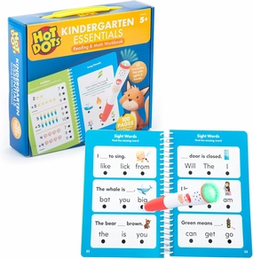 Educational Insights Hot Dots Kindergarten Essentials: Reading & Math Workbook - Kindergarten Workbooks with Interactive Pen, Homeschool Learning Books, Build Reading Fluency and Math Skills, Ages 5 