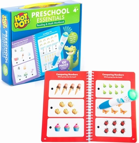 Educational Insights Hot Dots Preschool Essentials: Reading & Math Workbook - Preschool Workbooks with Interactive Pen, Homeschool Learning Books, Build Toddler Reading & Math Skills, Ages 4 