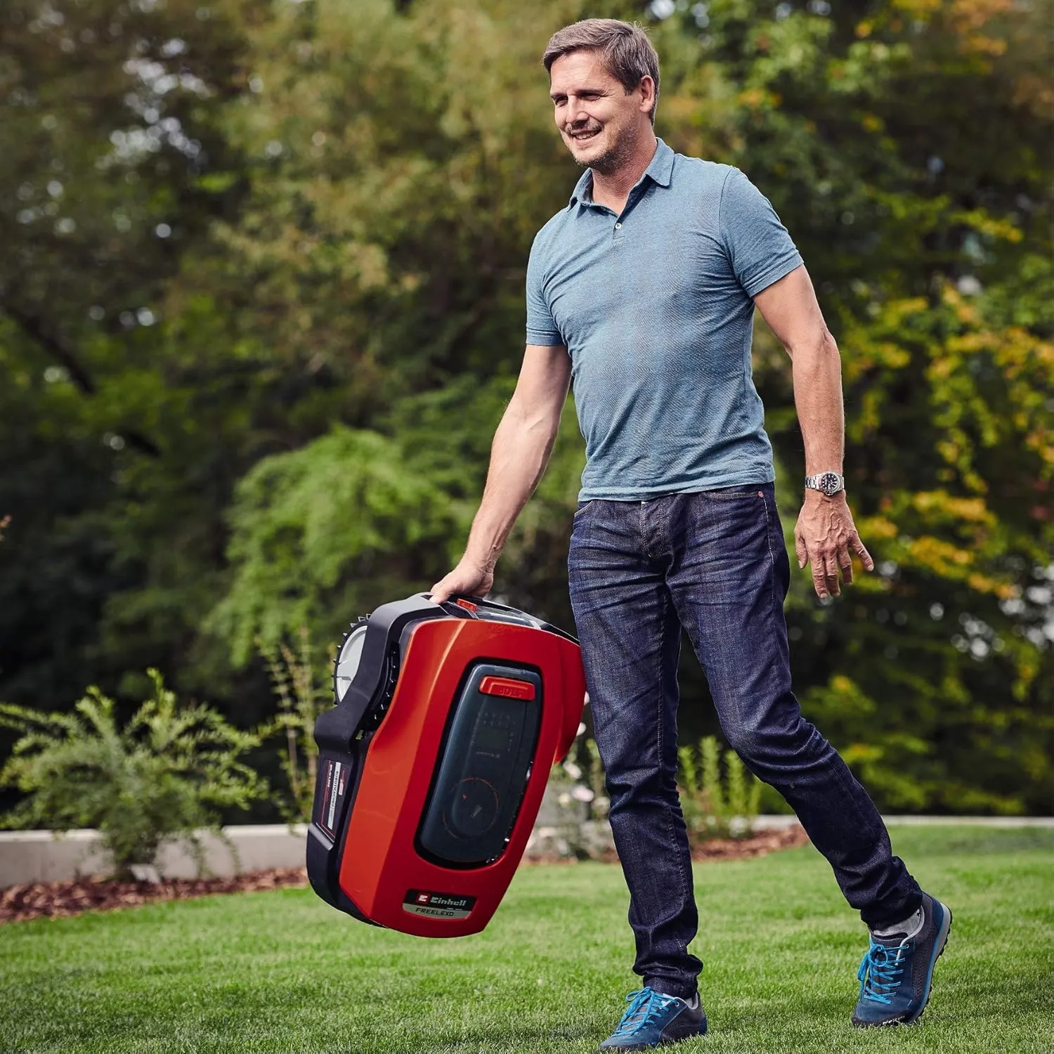 Einhell FREELEXO 800 LCD BT Solo Power X-Change Robotic Lawnmower for Lawns up to 800 m², Multi-Zone Lawn Mower, Bluetooth Control, for Slopes up to 35% - Battery Not Included