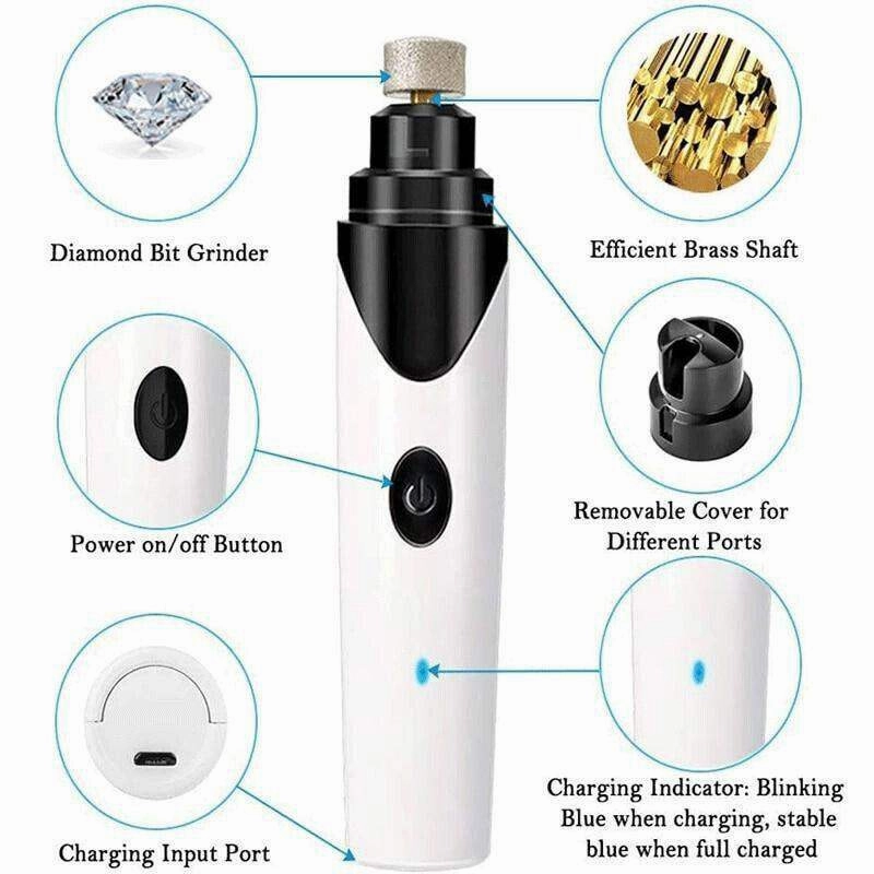 Electric Pet Nail Grinder USB Rechargeable Dog Nail Grinder for Cats and Dogs