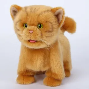 Electronic Walking Orange Cats, Realistic Interactive Puppy Pet Toy Cat, Walking, Barking,Wagging Tail & Talking,Present Pet Gifts for 3  Year Boys Girls