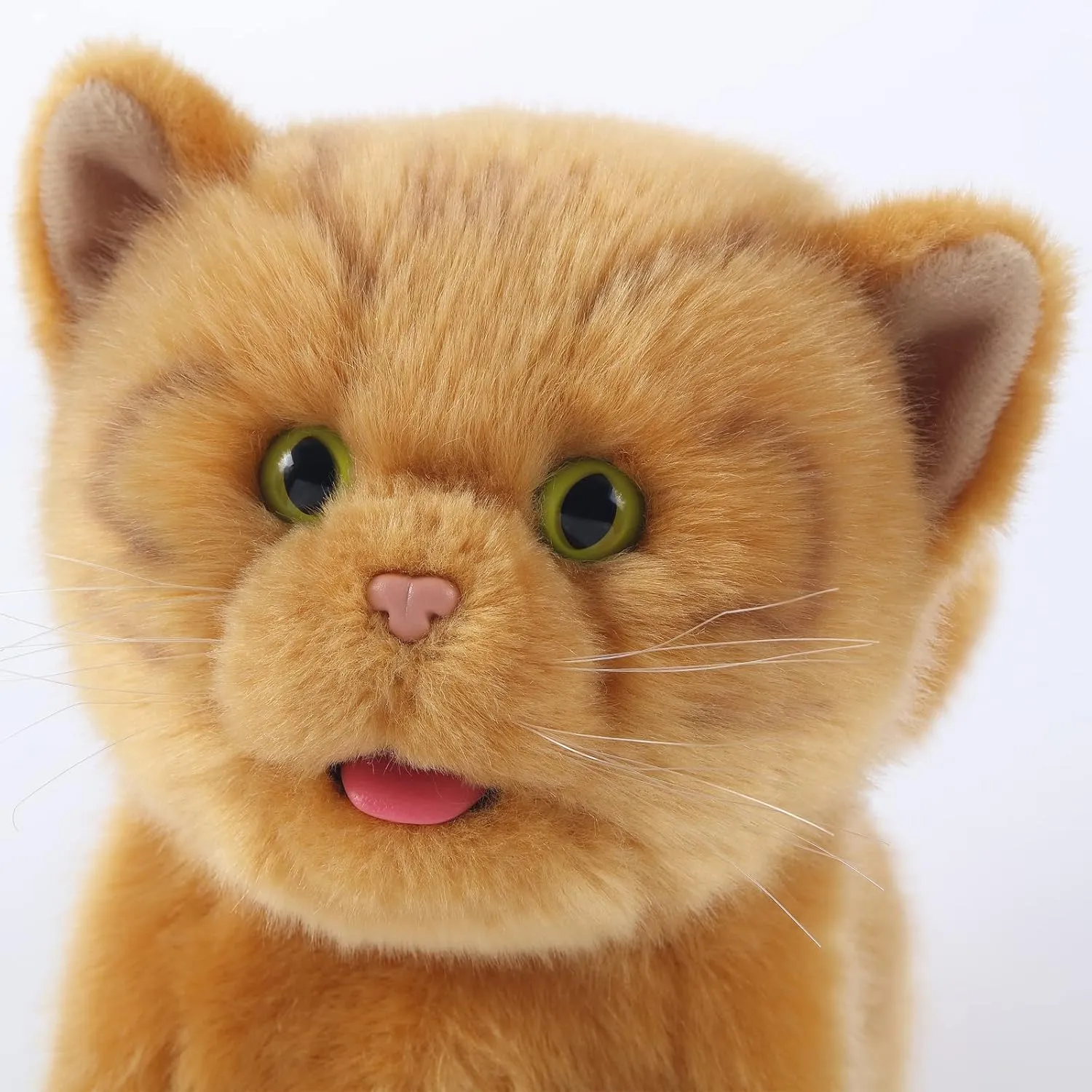 Electronic Walking Orange Cats, Realistic Interactive Puppy Pet Toy Cat, Walking, Barking,Wagging Tail & Talking,Present Pet Gifts for 3  Year Boys Girls