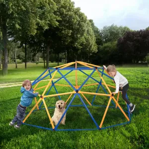 Encourages Active Play with Outdoor Dome Climber, Sturdy Metal Frame for Kids Aged 3-10, Blue and Yellow