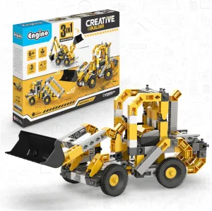 Engino Creative Builder- Wheeled Loader- 3-in-1, Educational Toys for Kids 6 , Engineering Kit for Young Inventors, STEM Projects, Gifts for Boys & Girls