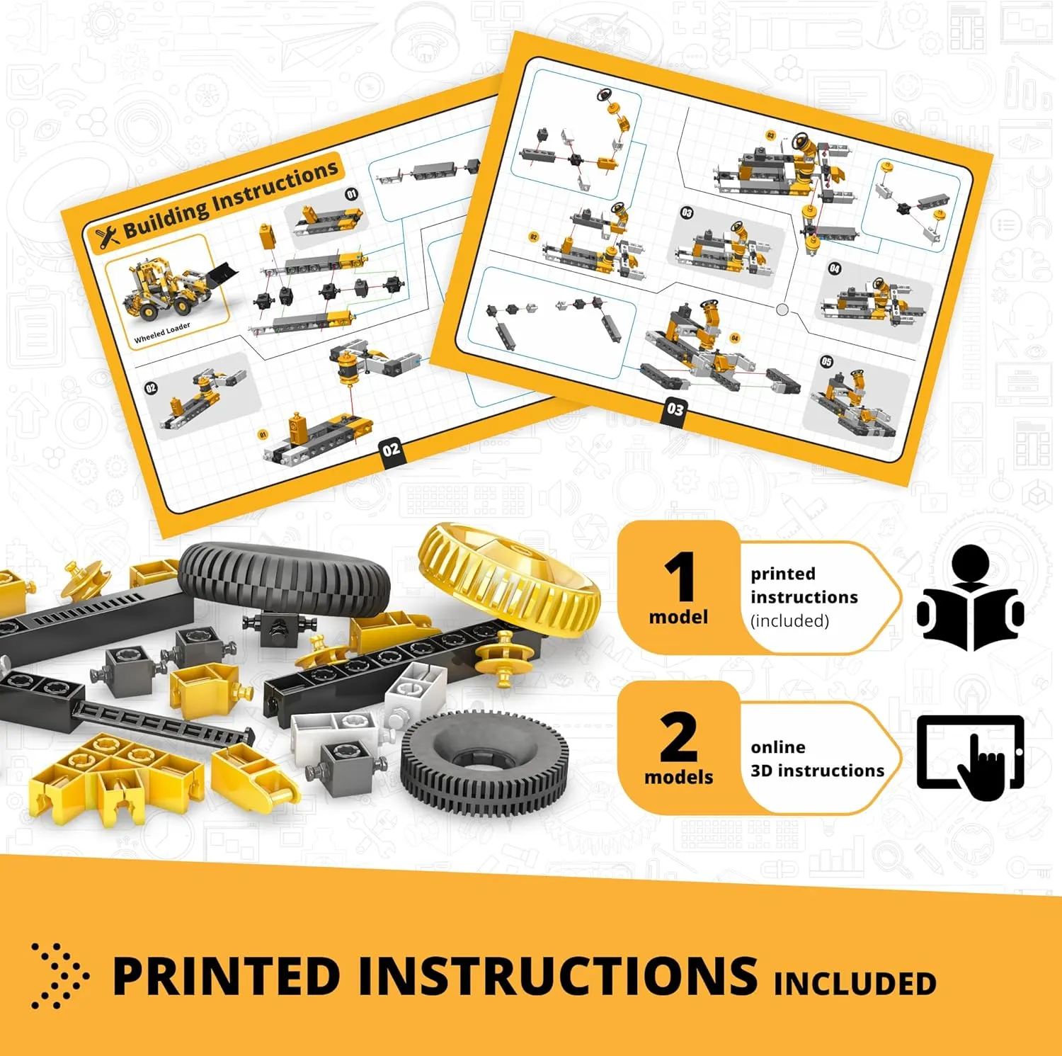 Engino Creative Builder- Wheeled Loader- 3-in-1, Educational Toys for Kids 6 , Engineering Kit for Young Inventors, STEM Projects, Gifts for Boys & Girls