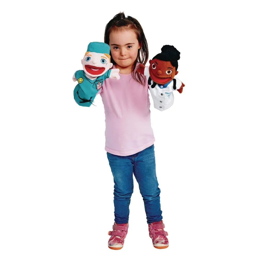Excellerations Career Hand Puppet Set, Set of 8 Big-Mouth Puppets, Multicultural, 12.5 inches H, Kids Educational Toy