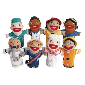 Excellerations Career Hand Puppet Set, Set of 8 Big-Mouth Puppets, Multicultural, 12.5 inches H, Kids Educational Toy