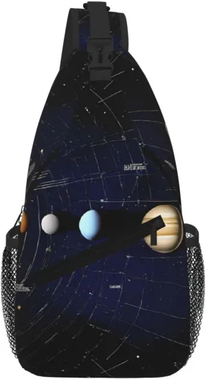 Exploring the Solar System Crossbody Chest Bag Sling Backpack for Travel Work Casual Use Shoulder Pack