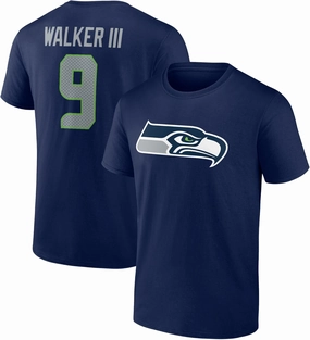Fanatics Men's Kenneth Walker III Navy Seattle Seahawks Icon Player Name & Number T-Shirt