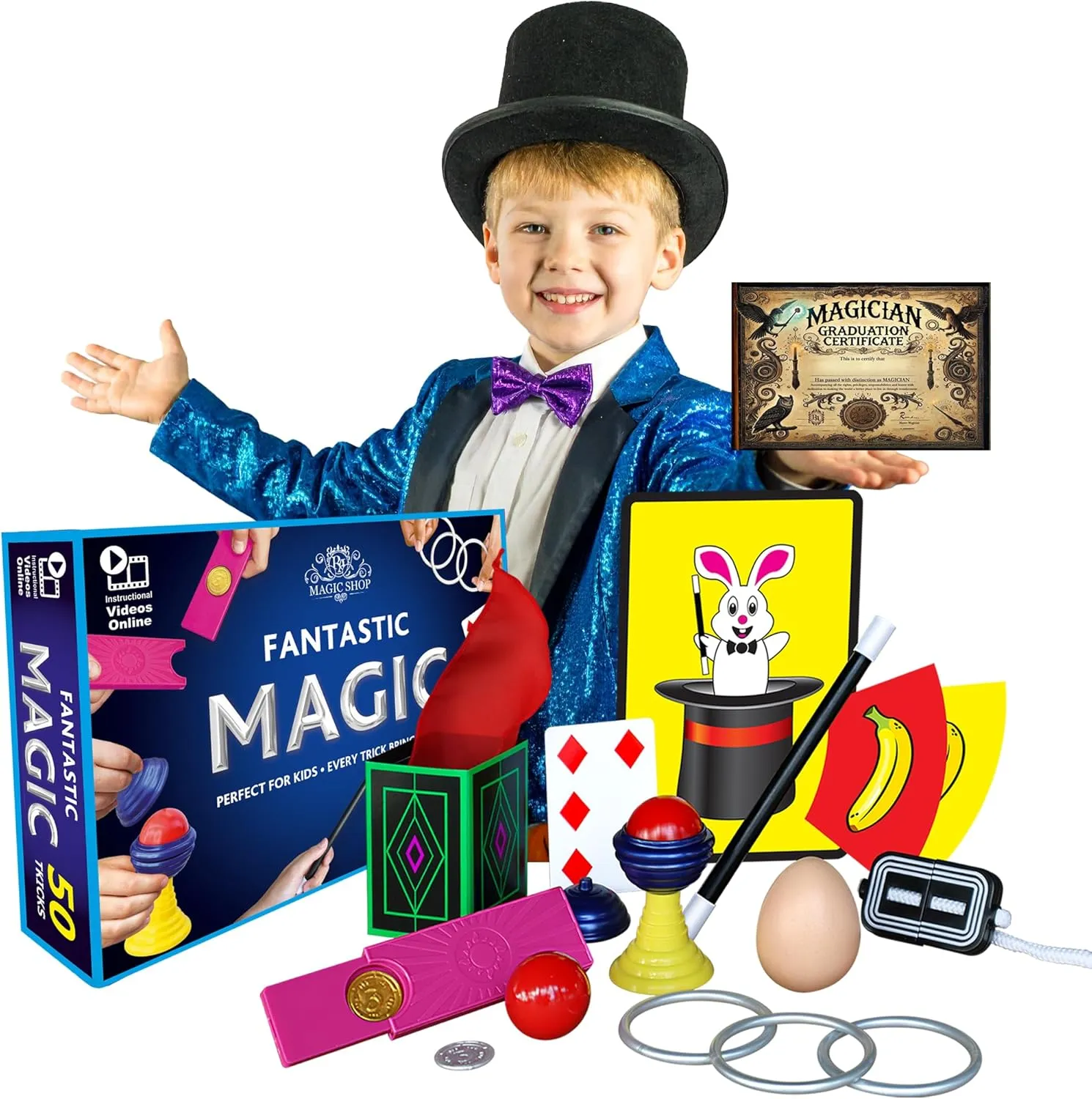 Fantastic Magic Set - 50 Easy Tricks with Video Instructions for Kids Age 6-12 | Magic Trick Set, Magic Toys & Beginner Magic Tricks