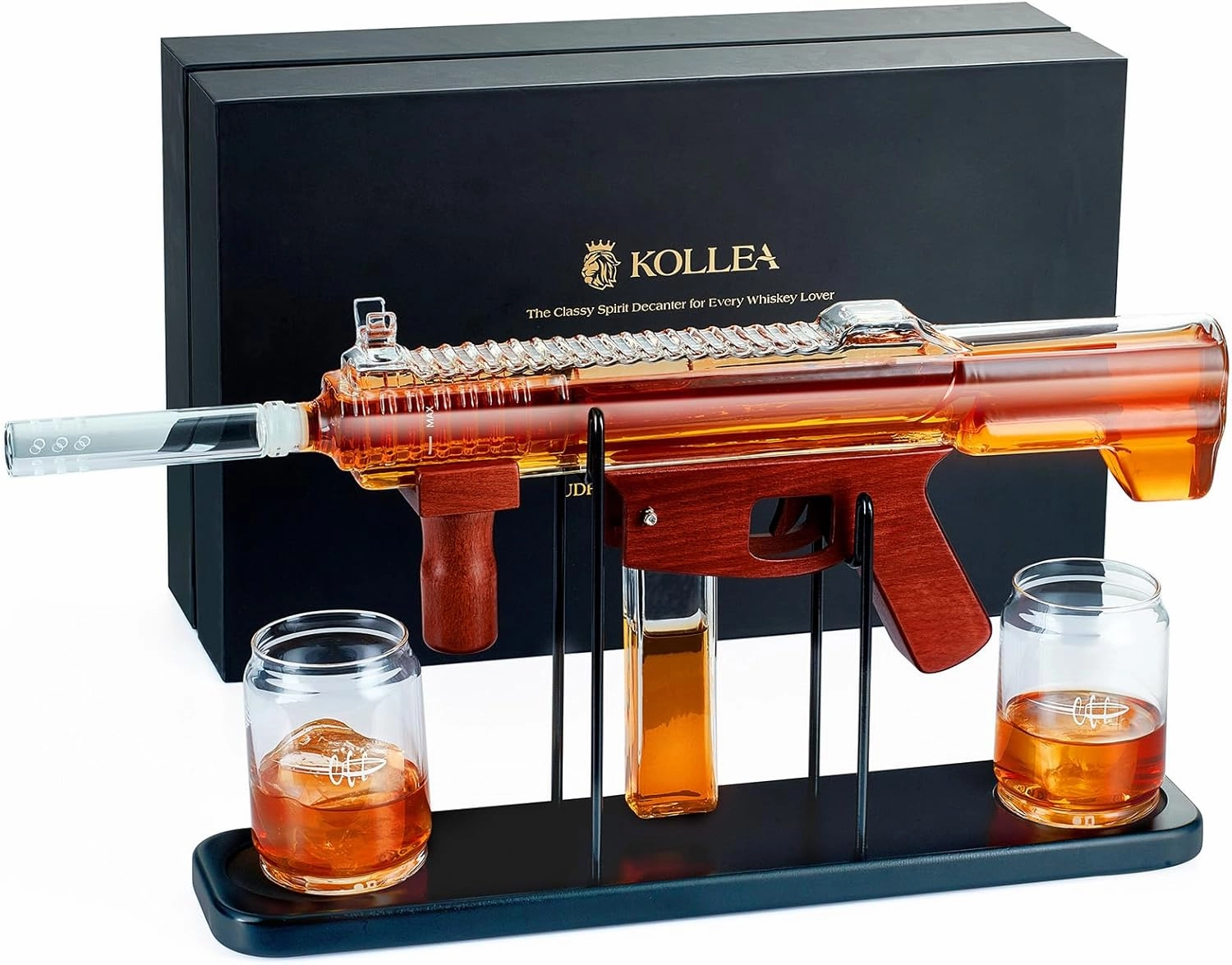Fathers Birthday Gifts for Men Dad, Kollea Gun Whiskey Decanter Set-Limited Edition, Liquor Decanter with Bullet Shot Glass, Military Present for Home Bar Drinking