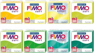 FIMO Soft & Effect Polymer Oven Modelling Clay - 57g - Set of 8 - Yellow Green Tones