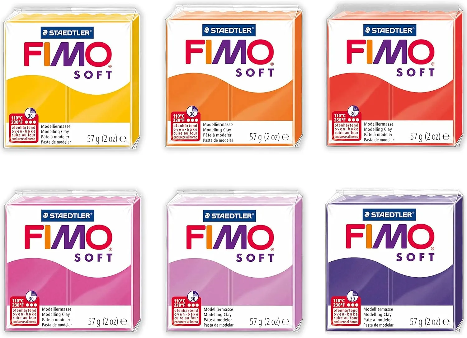 FIMO Staedtler Soft Polymer Oven Modelling Clay - Sunset Tones - Set of 6