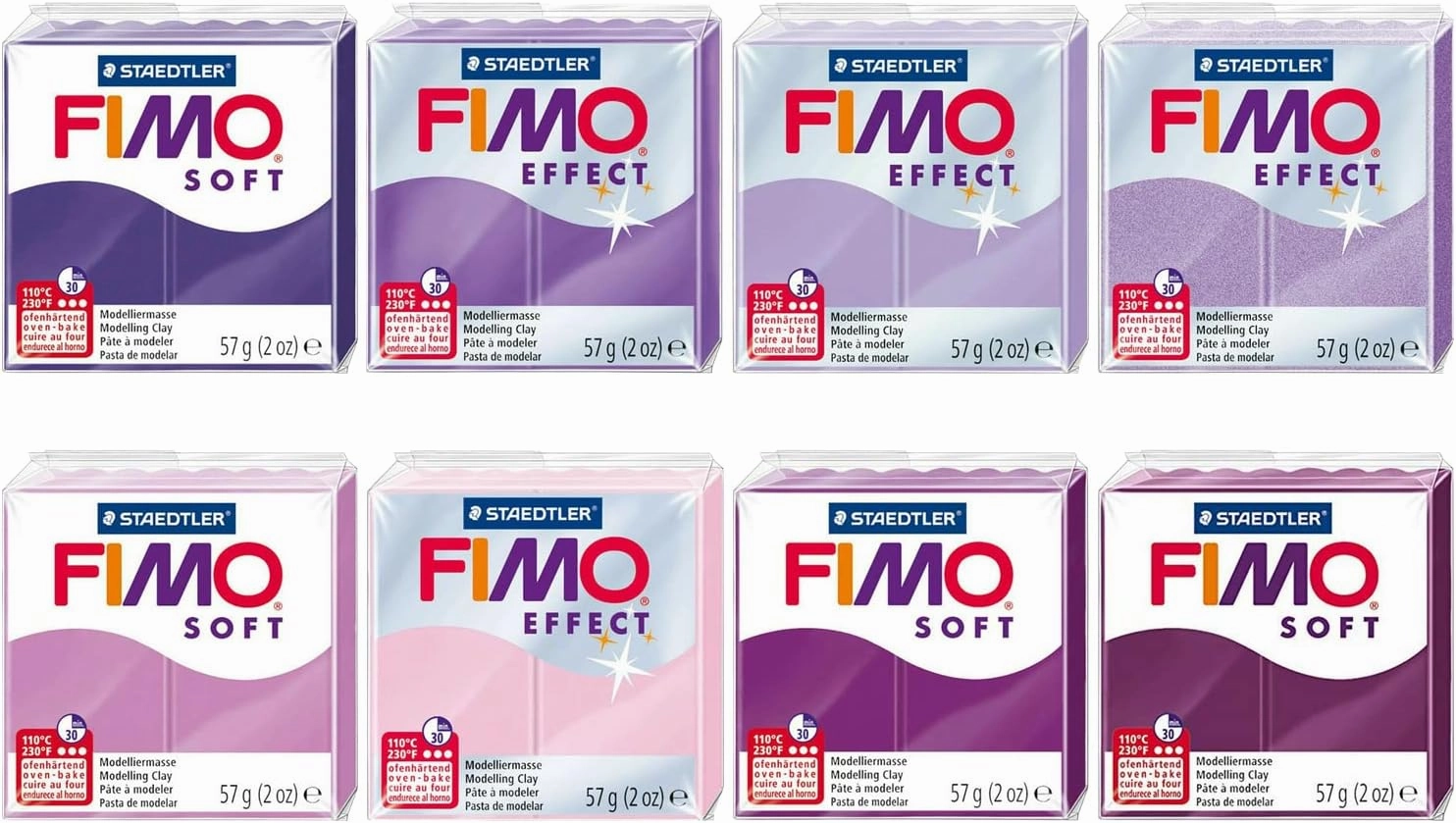 FIMO Soft & Effect Polymer Oven Modelling Clay - 57g - Set of 8 - Purple Tones