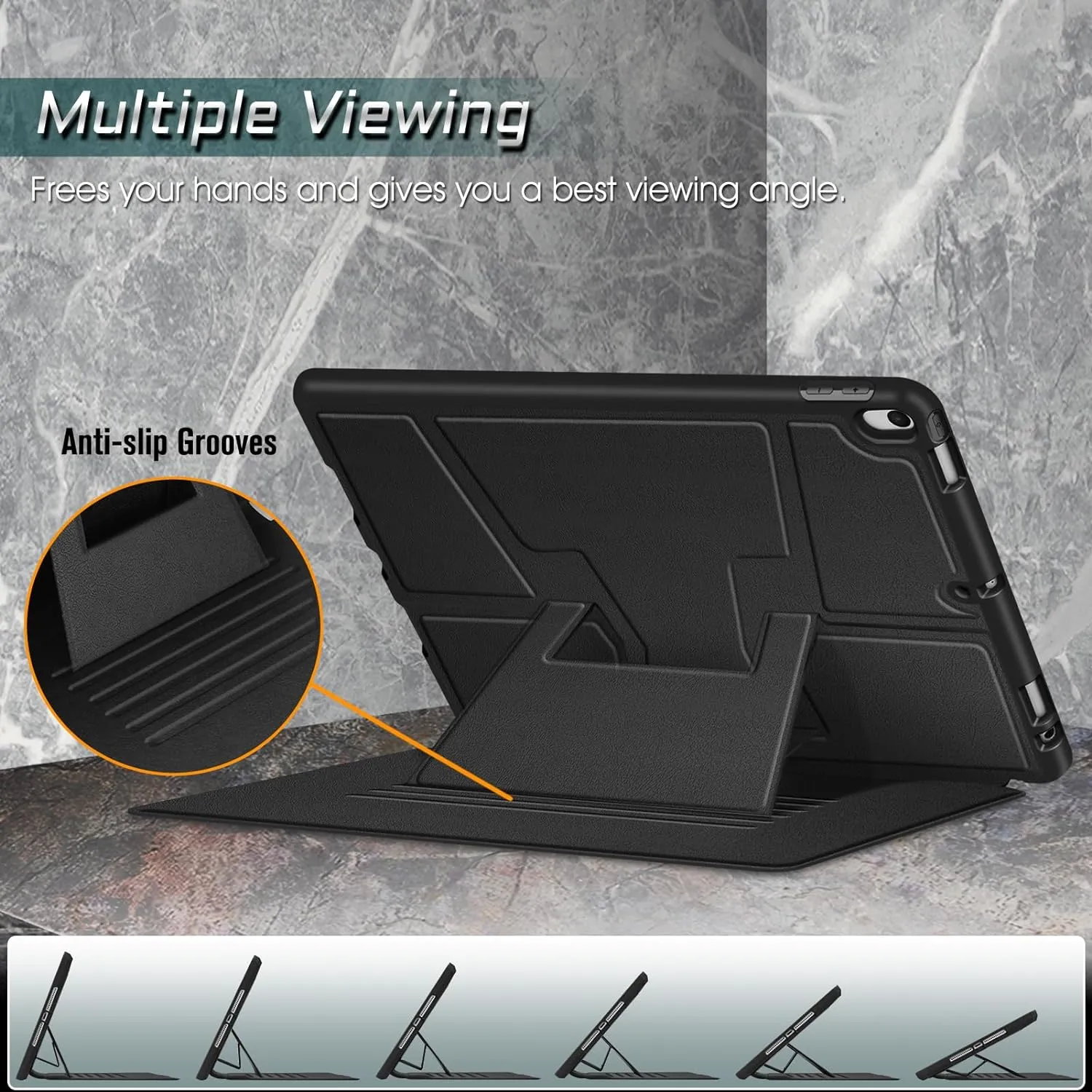 Fintie Magnetic Stand Case for iPad Air 10.5" (3rd Generation) 2019 / iPad Pro 10.5" 2017, Multi-Angle Viewing Rugged Soft TPU Back Cover with Pencil Holder, Auto Wake/Sleep, Black