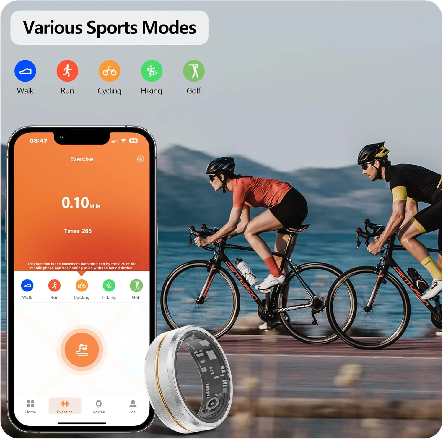 Fitness Tracker Smart Ring for Women & Men,Step Counter,Heart Rate Blood Oxygen Sleep Tracker Health Ring, No App Subscription Smart Rings Compatible with Smart Phone (Silver with Middle Gold, 12)