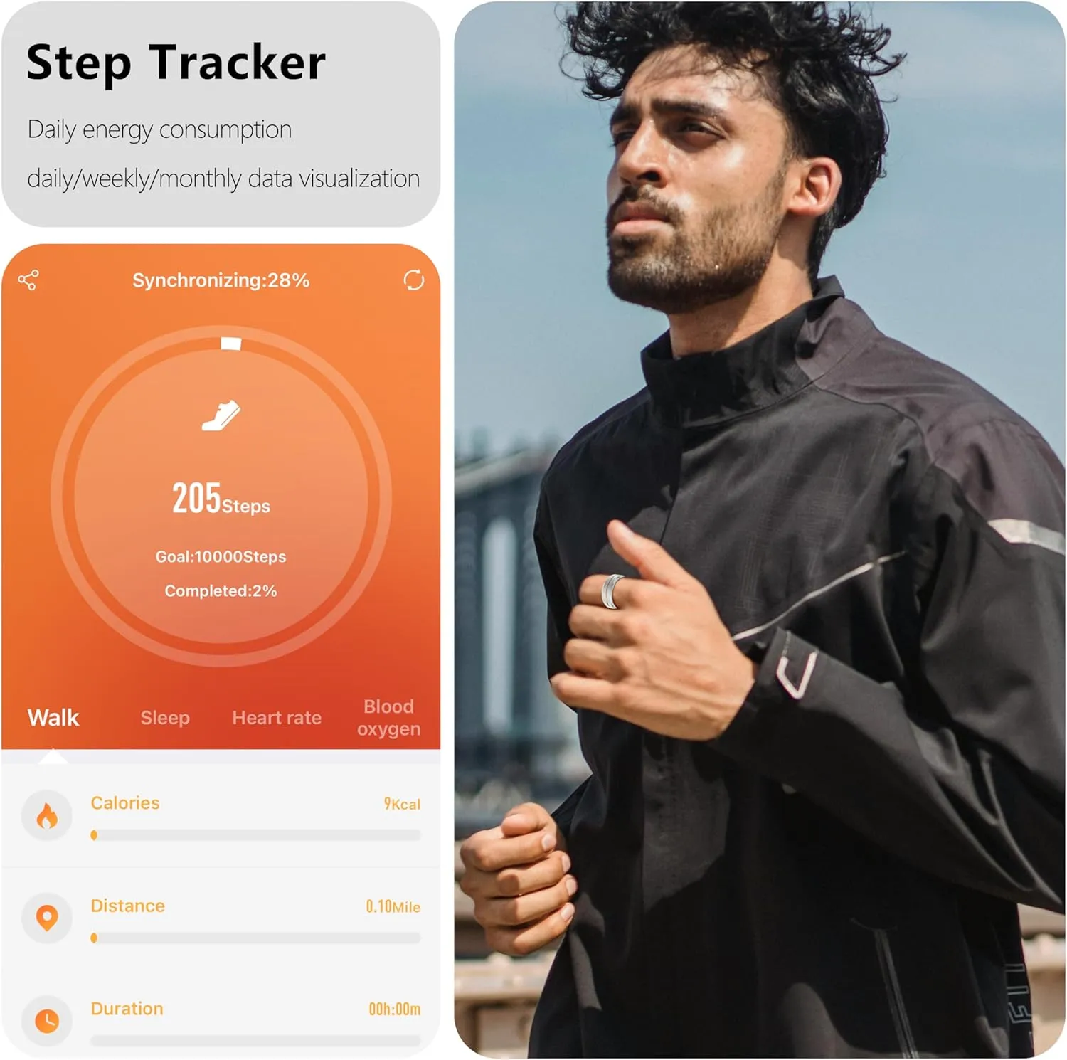 Fitness Tracker Smart Ring for Women & Men,Step Counter,Heart Rate Blood Oxygen Sleep Tracker Health Ring, No App Subscription Smart Rings Compatible with Smart Phone (Silver with Middle Gold, 12)