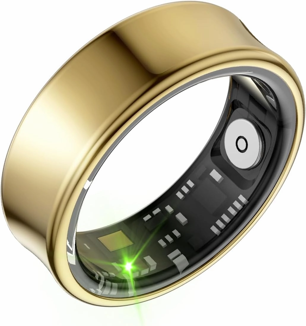 Fitness Tracker Smart Ring for Women & Men,Step Counter,Heart Rate Monitor Blood Oxygen Sleep Tracker, 5-7 Days Battery Life, Compatible with iOS & Android (Gold, 11)