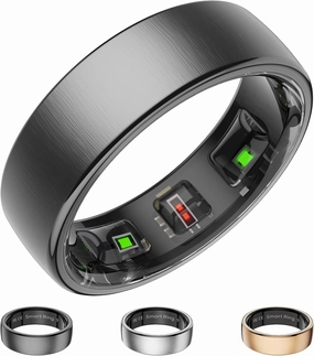 Fitness Tracker, Smart Ring for Women Men, Fitness Ring with Sleep Tracker, 24/7 Heart Rate Monitor, Health Activity Trackers, Step Counter,Calorie Pedometer,No Subscription,for iOS Android(Black,#9)