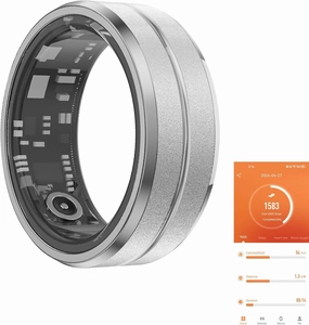 Fitness Tracker Smart Ring,Step Counter,Heart Rate Blood Oxygen Sleep Tracker Health Ring, 5ATM Waterproof Long Battery Life Smart Rings Compatible with iOS & Android (Silver, US 7)