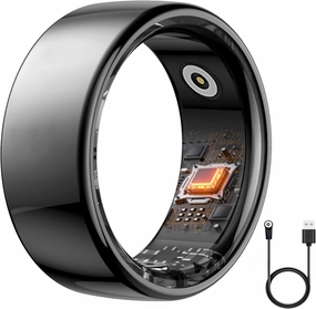Fitness Tracker, Smart Rings Health Heart Rate Ring with Blood Oxygen, Blood Pressure, Sleep Tracker, Step Tracker, No Subscription Fee, Gesture Control, IP68 Waterproof Health Fitness Ring