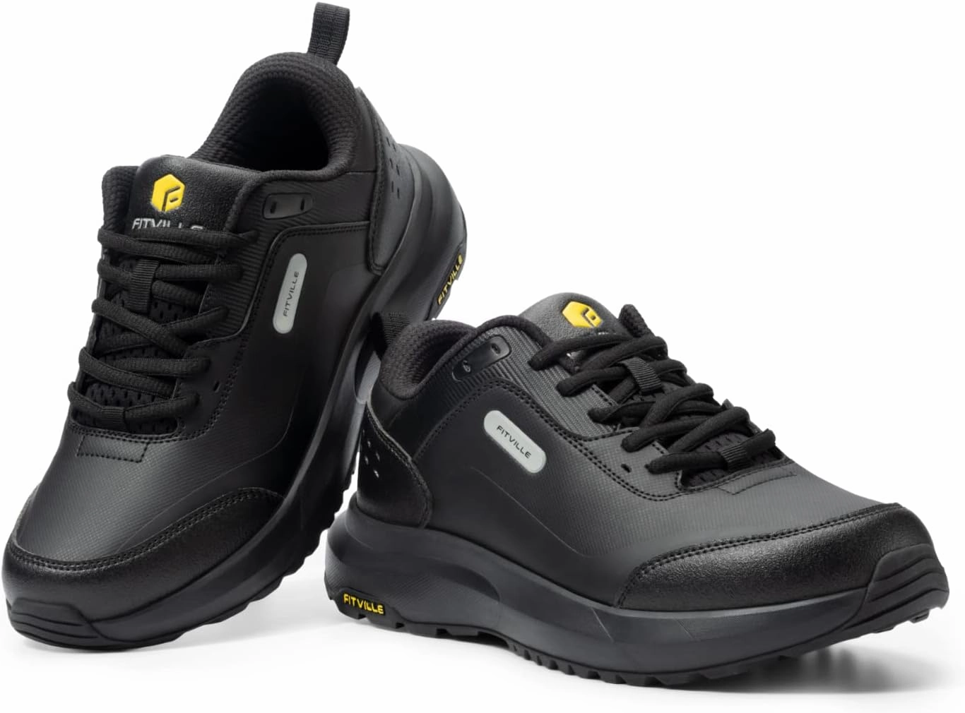 FitVille Men's Extra Wide Hiking Shoes Outdoor Walking Shoes Low-top Waterproof Work Shoes Soft Toe with Arch Support for Heel Pain Relief - Rugged Core