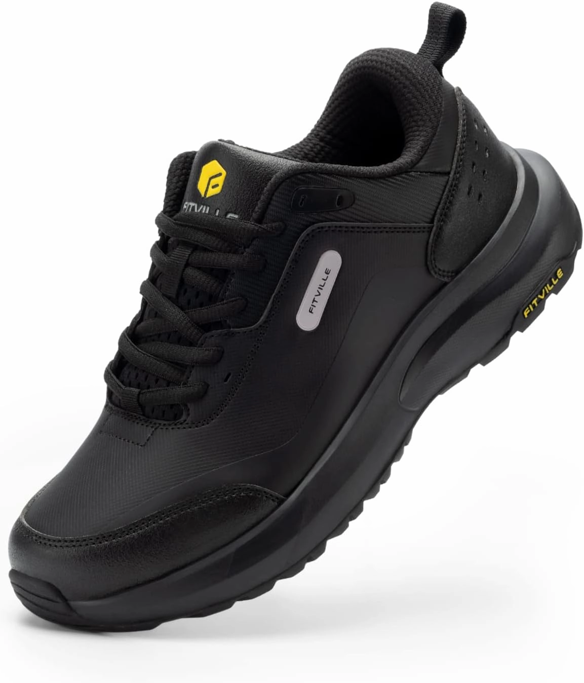 FitVille Men's Extra Wide Hiking Shoes Outdoor Walking Shoes Low-top Waterproof Work Shoes Soft Toe with Arch Support for Heel Pain Relief - Rugged Core
