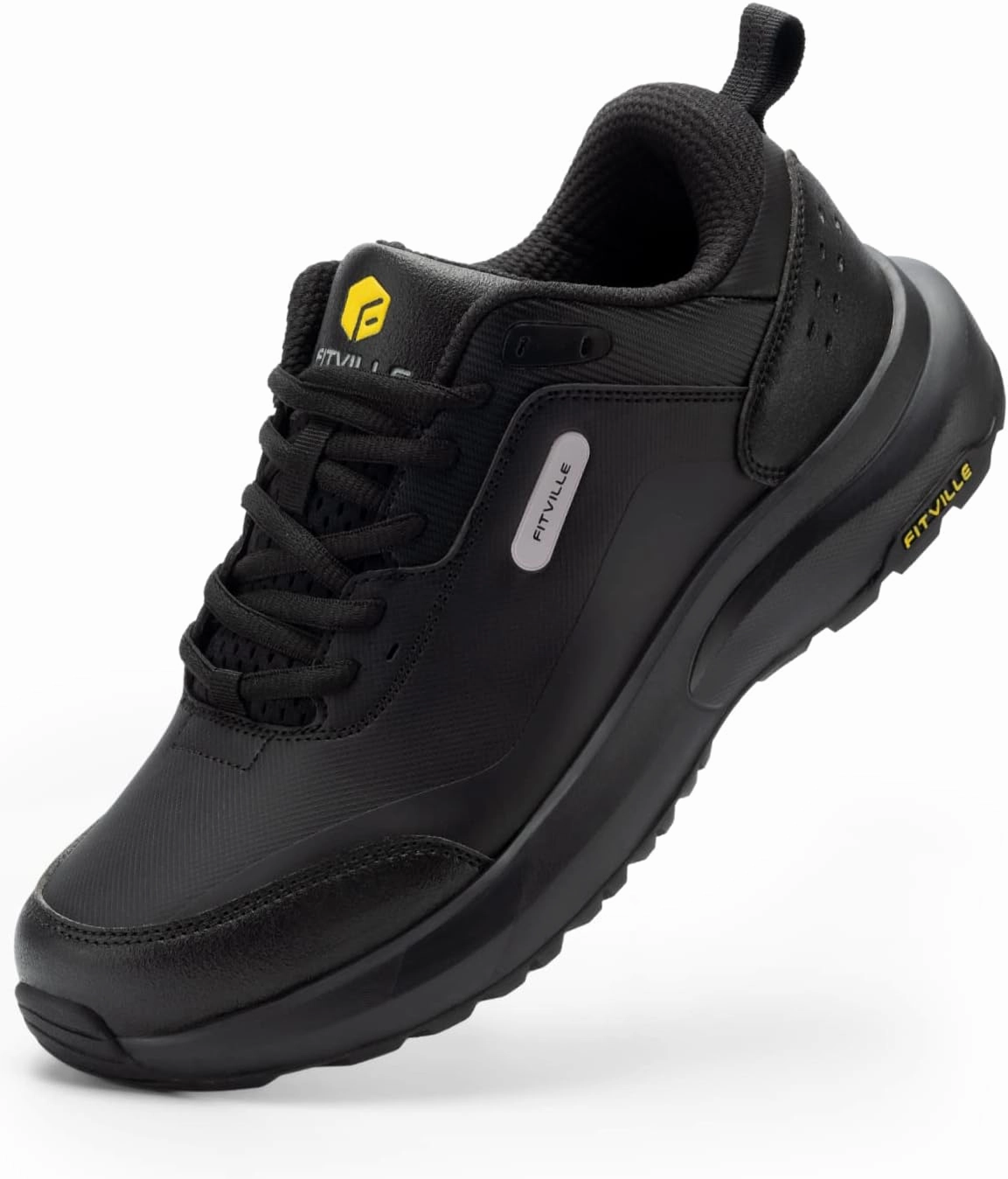 FitVille Men's Extra Wide Hiking Shoes Outdoor Walking Shoes Low-top Waterproof Work Shoes Soft Toe with Arch Support for Heel Pain Relief - Rugged Core
