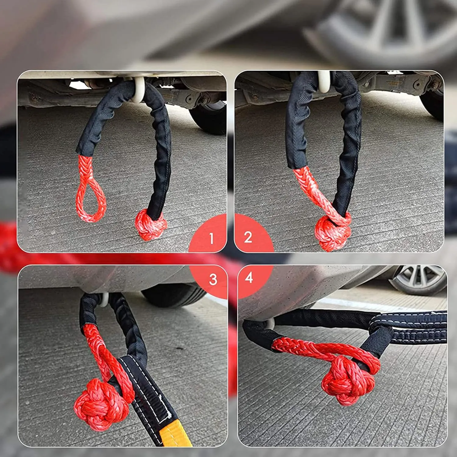 FizLig 41000 lb Recovery Ring for Winch Snatch - Heavy Duty Synthetic Rope Soft Shackle, Off-Road Truck SUV ATV UTV 4x4 Vehicle Recovery Accessories (Red)