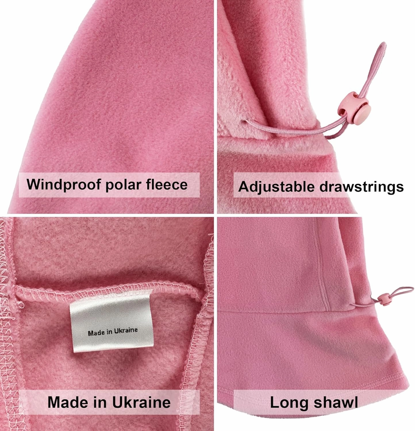 Fleece Balaclava Over Helmet - Warm Helmet Ninja Hood - Snowboard Hooded Hat Neck Gaiter Ski Mask