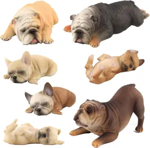 FLORMOON Animal Figures 7pcs Realistic Bulldog Action Model Science Project, Learning Educational Toys, Birthday Gift, Cake Topper for Kids