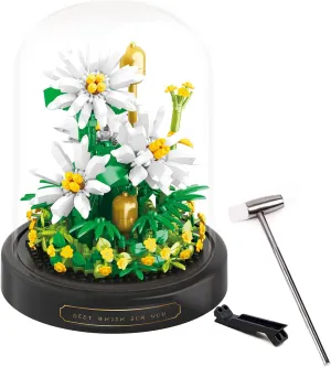 Flower Bouquets Building Toys - 490 PCS Little Daisy Micro Building Blocks Kit with Dust Cover, Preserved Flower Home Decor Christmas New Year Birthday Great Gift for Mom/Lover/Women