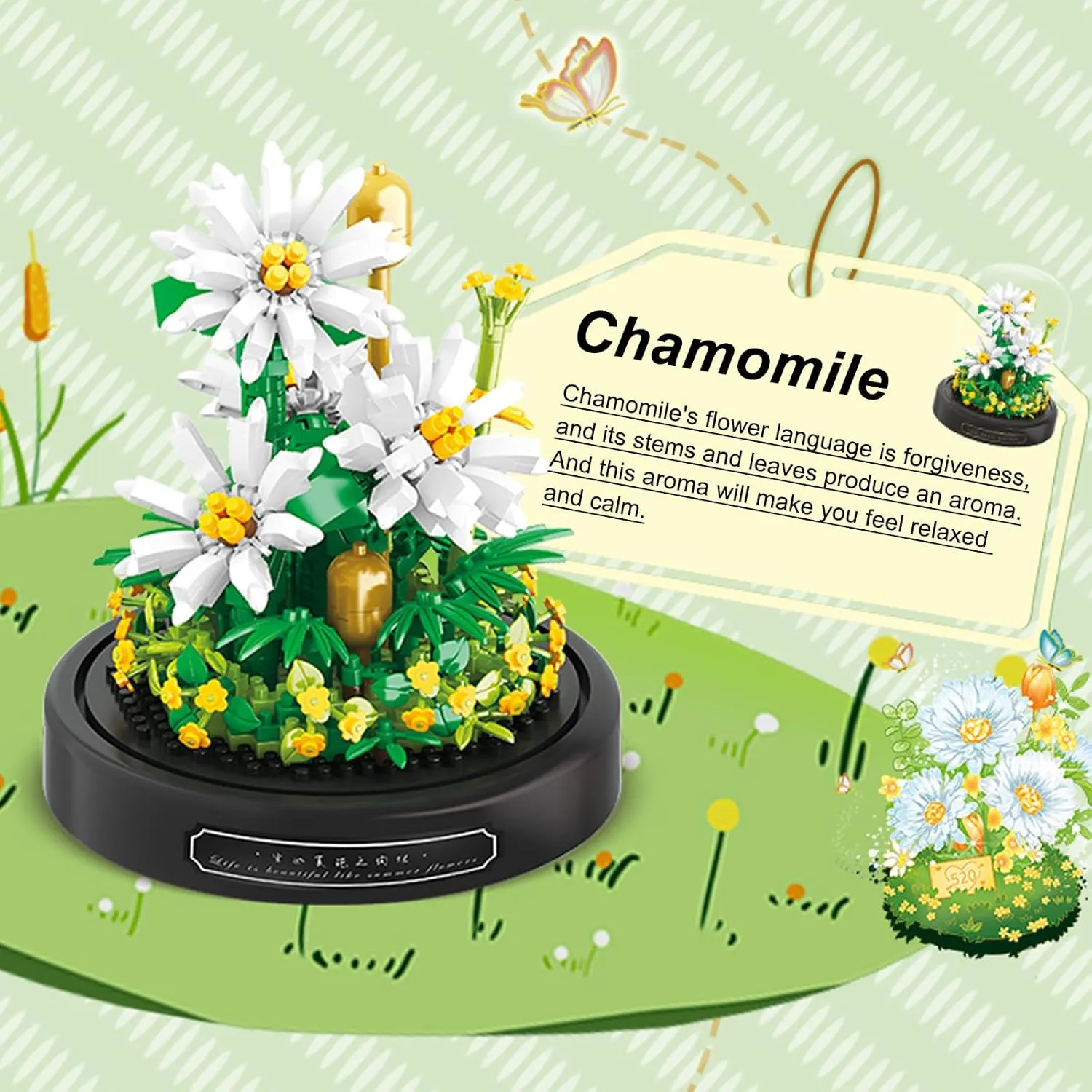 Flower Bouquets Building Toys - 490 PCS Little Daisy Micro Building Blocks Kit with Dust Cover, Preserved Flower Home Decor Christmas New Year Birthday Great Gift for Mom/Lover/Women