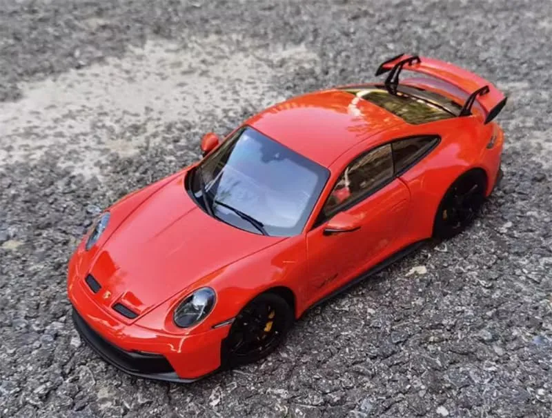 FloZ for NOREV for Porsche New for 911 for 992 for GT3 2021 Orange red with Tail Wing 1:18 Car Pre-Built Model