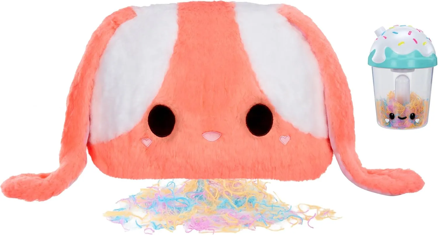 Fluffie Stuffiez Feature Plush Pillow Fight Plush Bunny, Ultra Soft Fluff with Huggable ASMR Interactive Play and Easy Cleanup with Character Vacuum