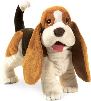 Folkmanis Basset Hound Hand Puppet , Brown, White, Black