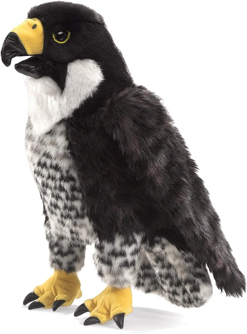 Folkmanis Peregrine Falcon Hand Puppet, Black/White/Yellow