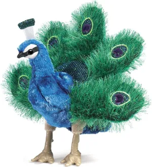 Folkmanis Small Peacock Hand Puppet, Blue; Green, Gold