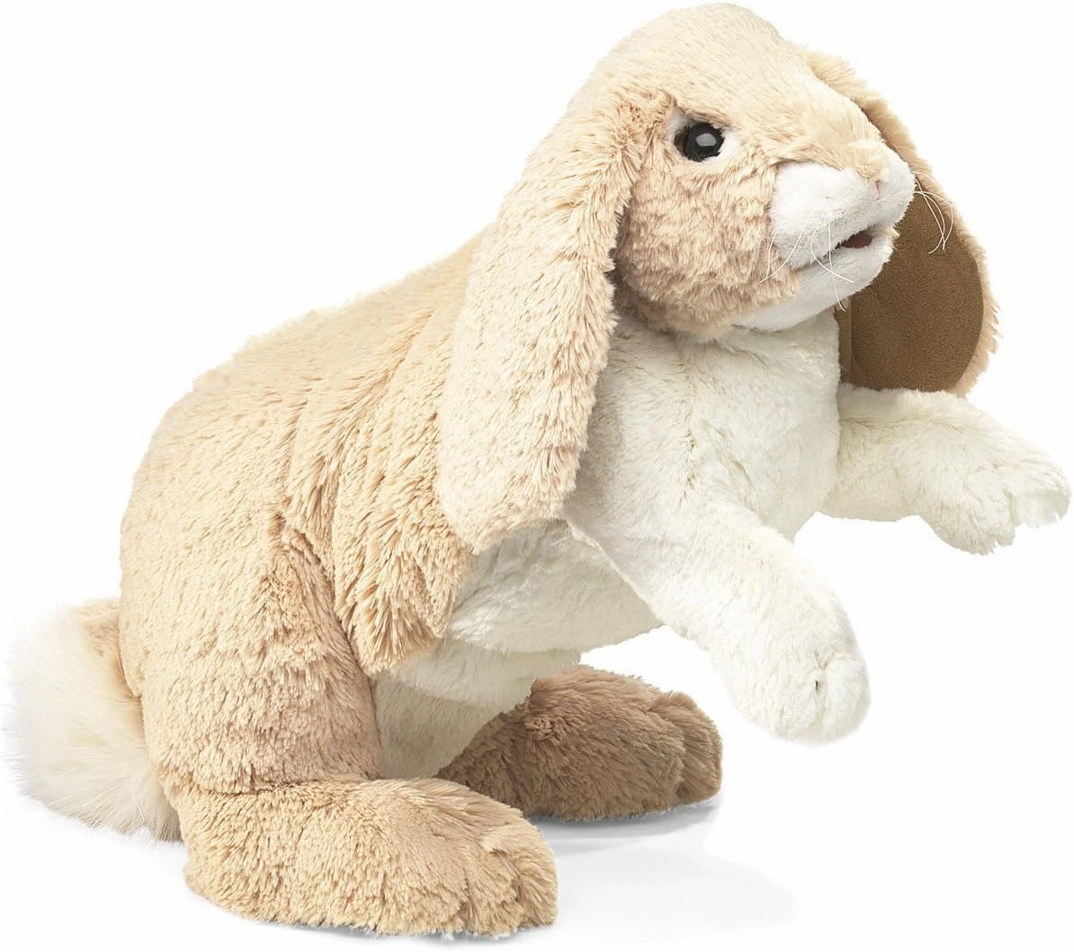Folkmanis Floppy Bunny Rabbit Hand Puppet, Tan, White, 1 EA