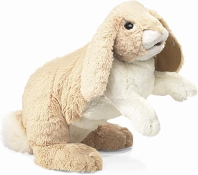 Folkmanis Floppy Bunny Rabbit Hand Puppet, Tan, White, 1 EA